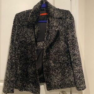 Alice + Olivia Black and white Boucle pea coat in size small.